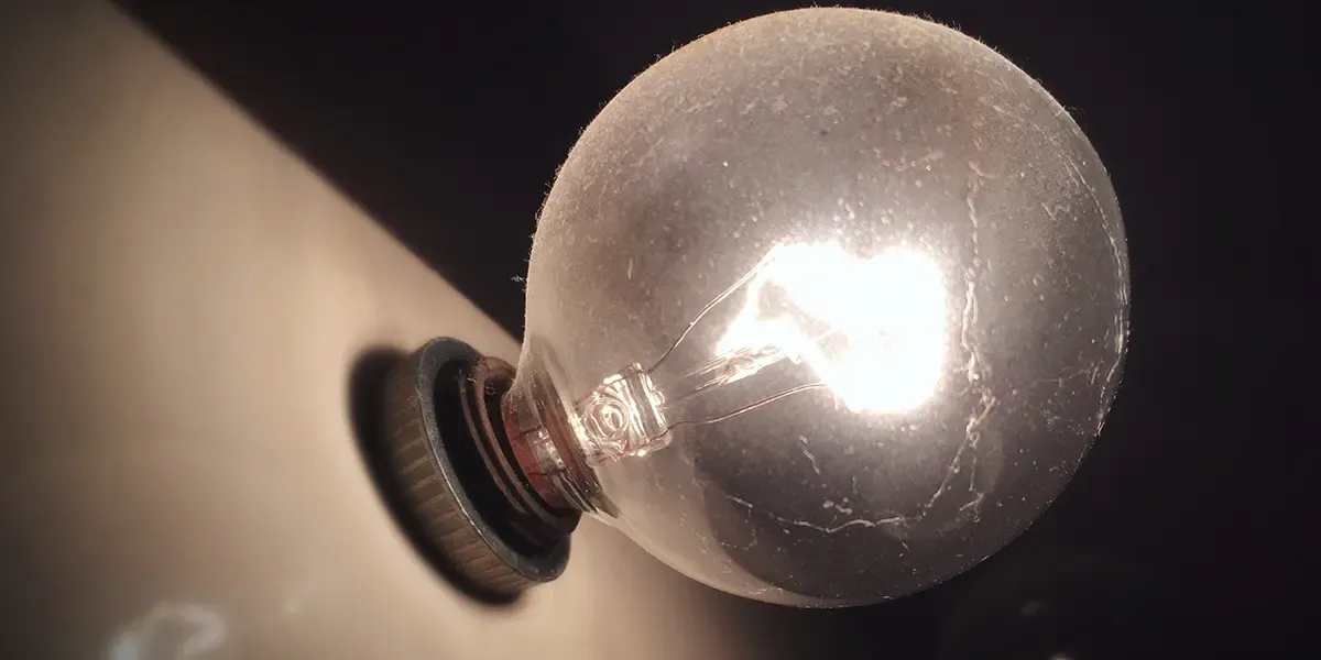 Close up of illuminating light bulb